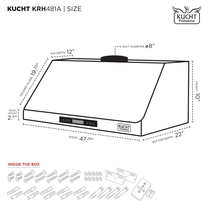 Kucht KRH 481A Under Cabinet Range Hood in Dark Titanium Stainless Steel