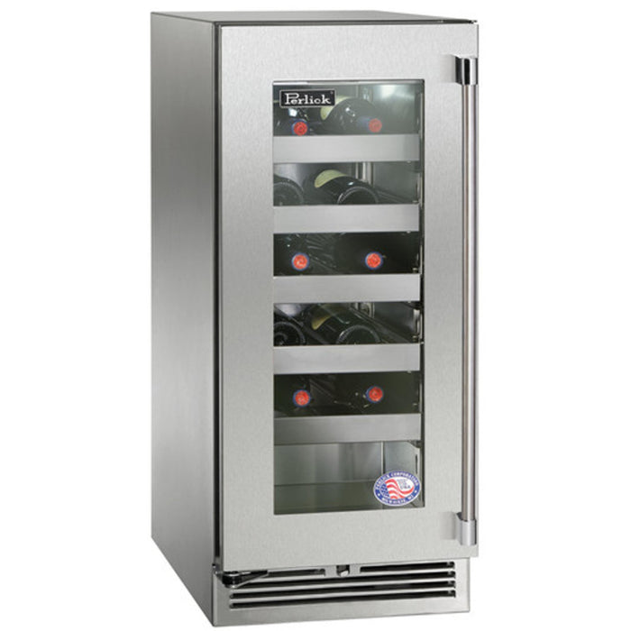 Perlick Signature Series 2.8 cu.ft Dual-Zone Beverage Center w/ Stainless Steel Glass Door, Hinge Right, w/ Lock