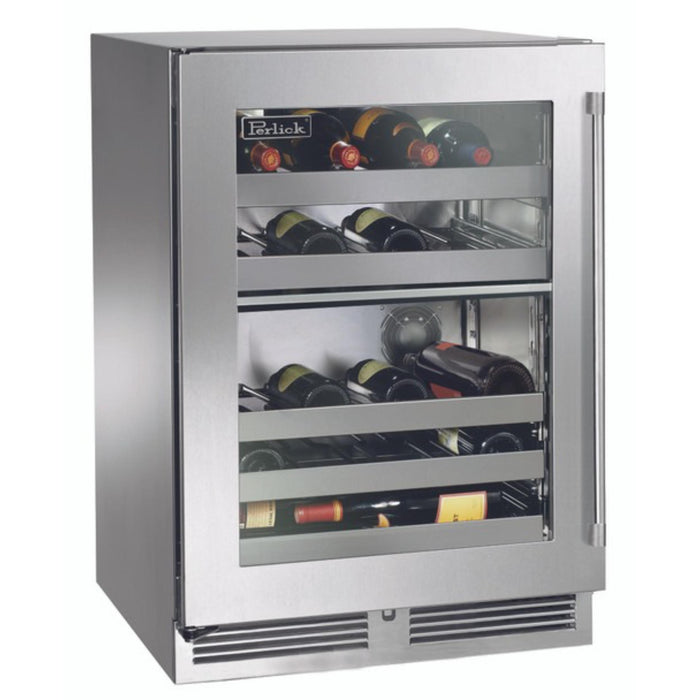 Perlick Signature Series 24" Outdoor Dual-Zone Wine Reserve, Stainless Steel Glass Door
