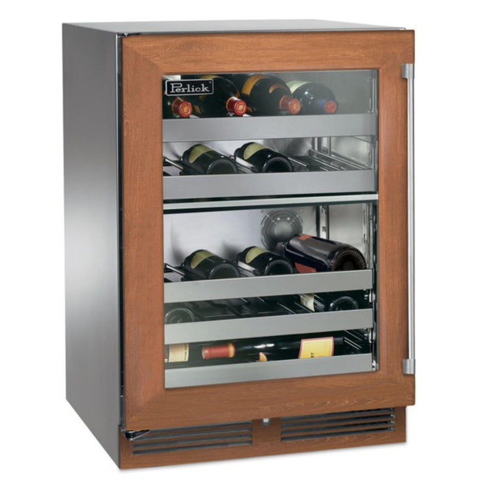 Perlick Signature Series 24" Outdoor Dual-Zone Wine Reserve, Panel-Ready Glass Door