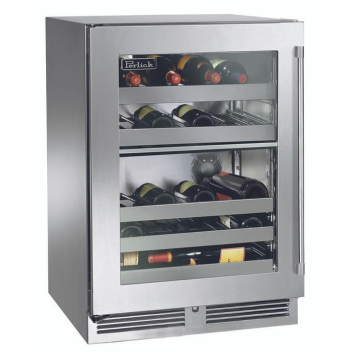 Perlick Signature Series 24" Indoor Dual-Zone Wine Reserve, Stainless Steel Glass Door