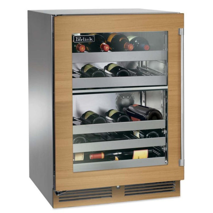 Perlick Signature Series 24" Indoor Dual-Zone Wine Reserve, Panel-Ready Glass Door