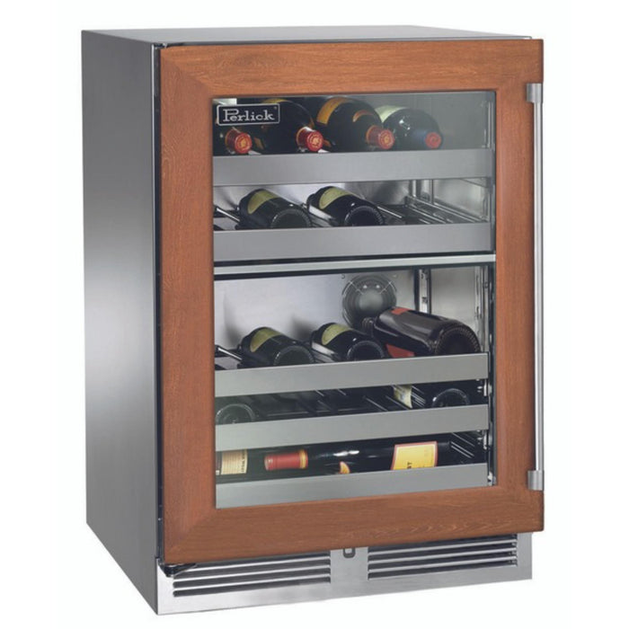 Perlick Signature Series 24" Indoor Dual-Zone Wine Reserve, Panel-Ready Glass Door
