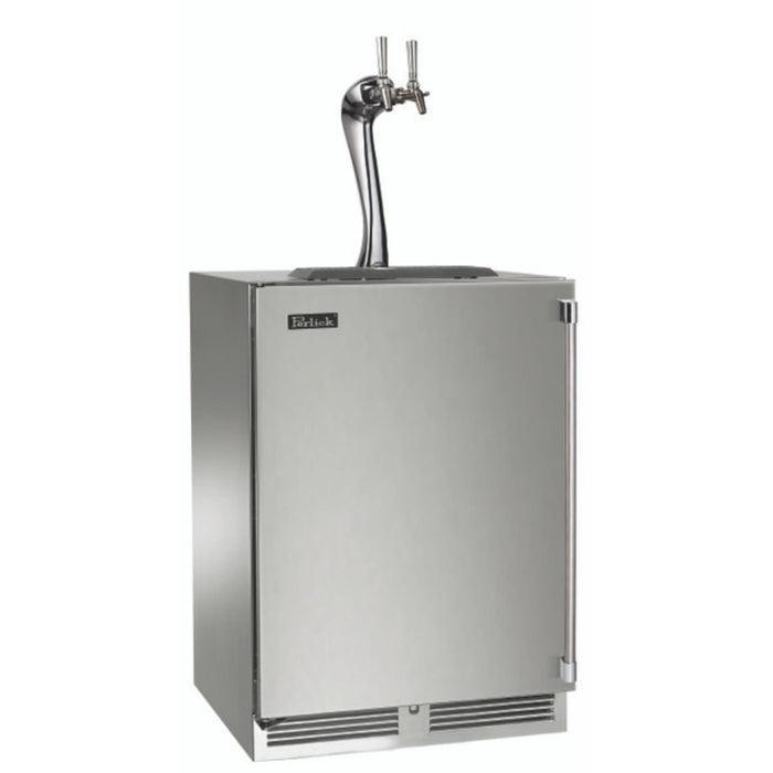 Perlick Signature Series 24" Indoor Adara Beer Dispenser – Dual Tap, Stainless Steel Solid Door
