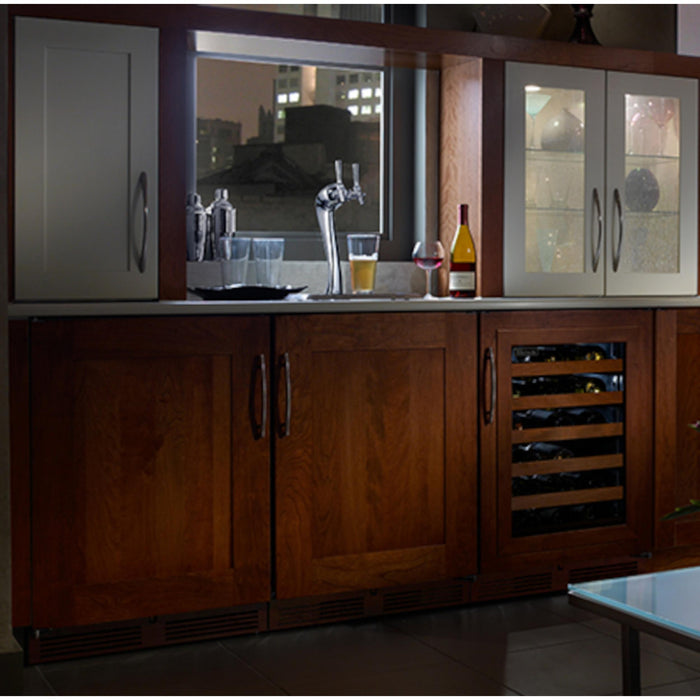 Perlick Signature Series 2.8 cu.ft Indoor Dual-Zone Beverage Center w/ Fully Integrated Panel-Ready Glass Door, Hinge Right, Lockable