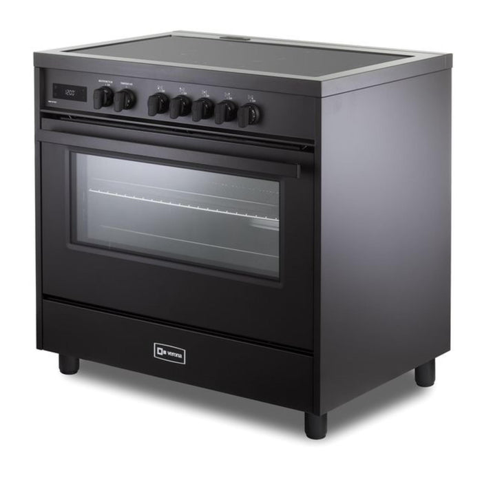 Verona Ultima Midnight 36-Inch Freestanding Full Black Induction Range With 5 EGO Burners, 5.0 Cu. Ft. European Convection Oven High Performance Italian Design