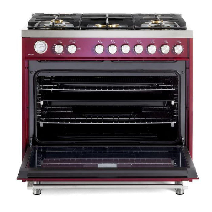 Verona Ultima 36-Inch 5.0 Cu. Ft. Colored Freestanding All Gas Range with Five Brass Burners, Dual Convection, and Air Fry