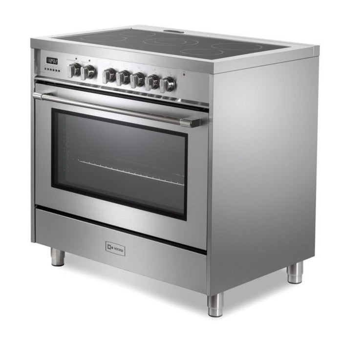 Verona Prima 36-Inch Freestanding Stainless Steel Electric Range With 5 Burners, 5.0 Cu. Ft. European Convection Oven and Sleek Design