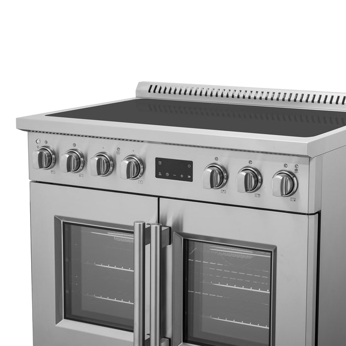 Forno Torino 36 Inch French Door Induction Range with Air Fryer and True Convection Oven