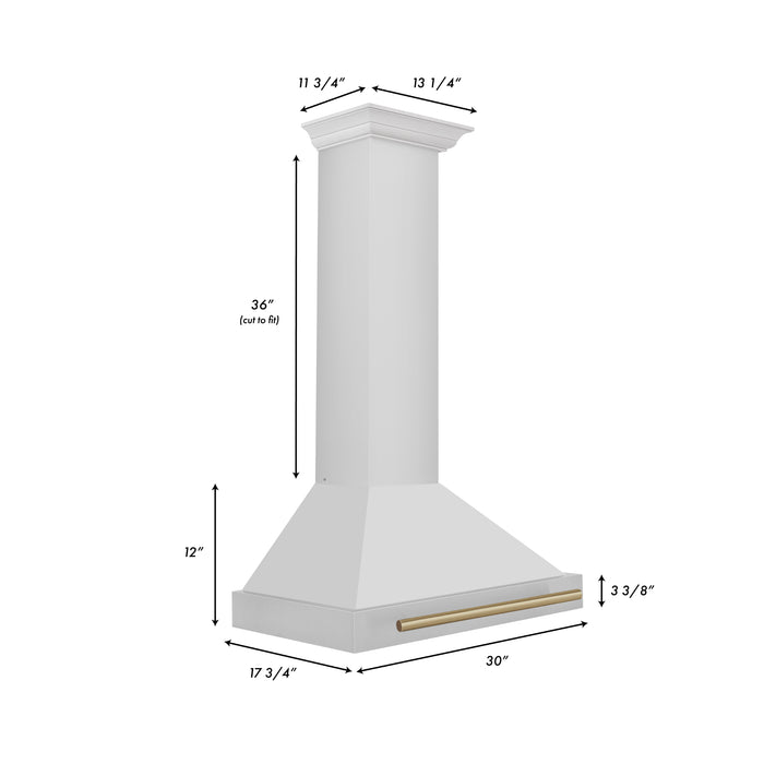 ZLINE 30" Autograph Edition Convertible Stainless Steel Range Hood with Stainless Steel Shell and Champagne Bronze Accents