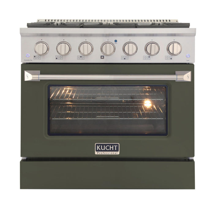 Kucht 361 LP 36" Pro Class Gas Range in Olive Green