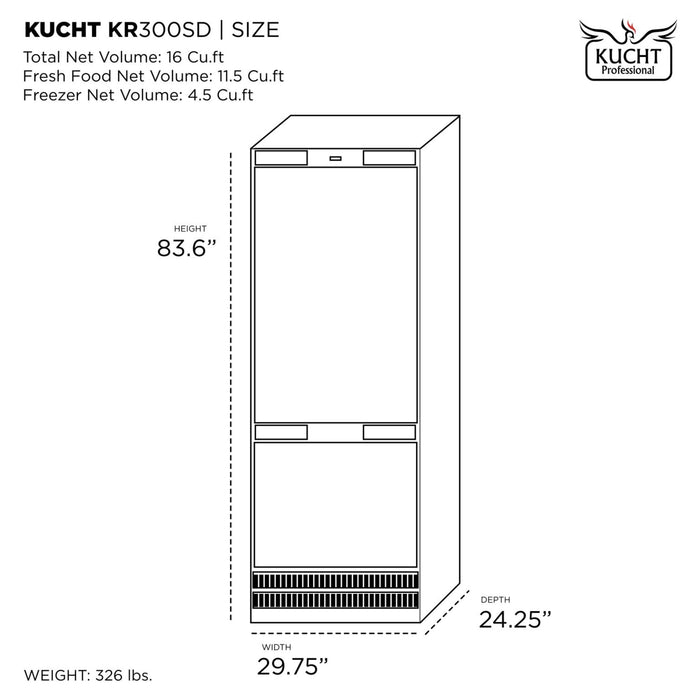 Kucht K30SSP Stainless Steel Panel 17.4 cu.ft Refrigerator in Stainless Steel