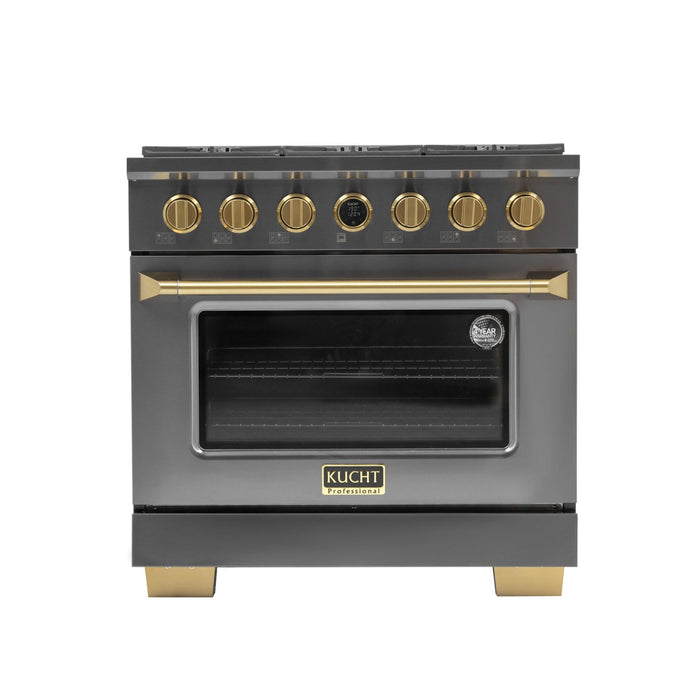 Kucht KXD 36” Pro Class Dual Fuel Range in Dark Titanium Stainless Steel