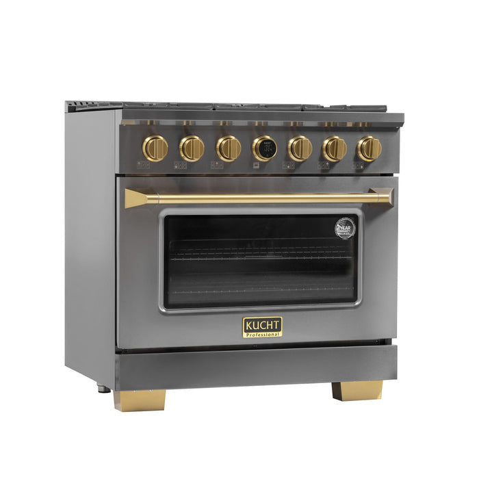 Kucht KXD 36” Pro Class Dual Fuel Range in Dark Titanium Stainless Steel