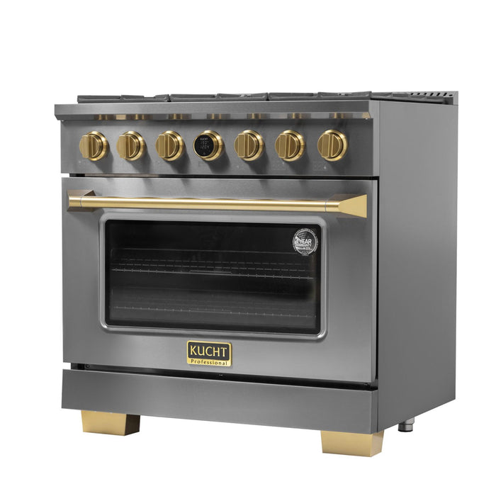 Kucht KXD 36” Pro Class Dual Fuel Range in Dark Titanium Stainless Steel