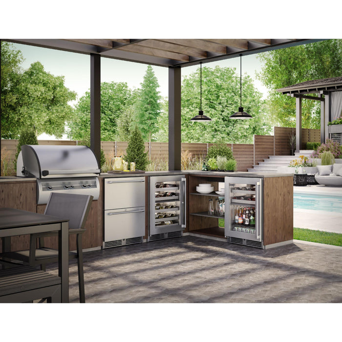 Perlick Signature Series  5.2 cu.ft Indoor Dual-Zone Refrigerator/Wine Reserve, Fully Integrated Panel-Ready Glass Door, Hinge Right, with Lock