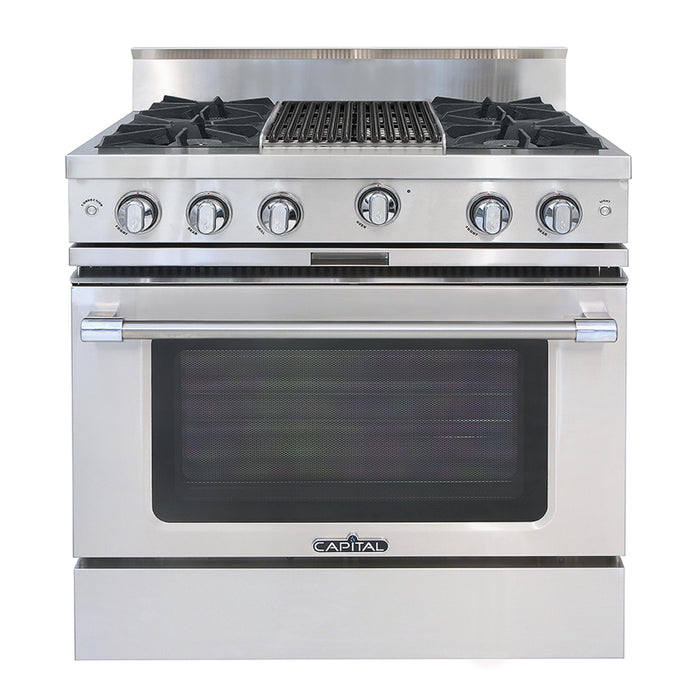 Capital Precision Series 36-Inch 3-25K BTU 4 Burner & Grill Single Door Classic Chef Range