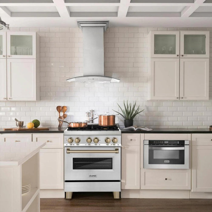 ZLINE Autograph Edition 24", 30", 36", & 48" Legacy Dual Fuel Range with Champagne Bronze, Polished Gold nd Matte Black.