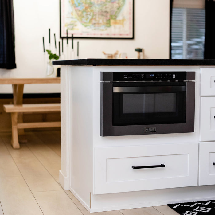 ZLINE 24" 1.2 cu. ft. Built-in Microwave Drawer in Black Stainless Steel