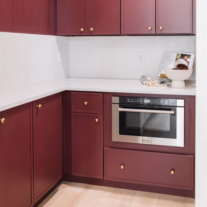 ZLINE 24" Built-in Microwave Drawer with Traditional Handle in Stainless Steel