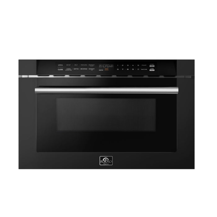 Forno Capoliveri Espresso 24-Inch Microwave Drawer, Black, 1.2 cu.ft, 1000 Watts, Built-In, Touch Control LCD Display, Auto-Touch Open/Close, 11 Power Levels, Sensor Cooking