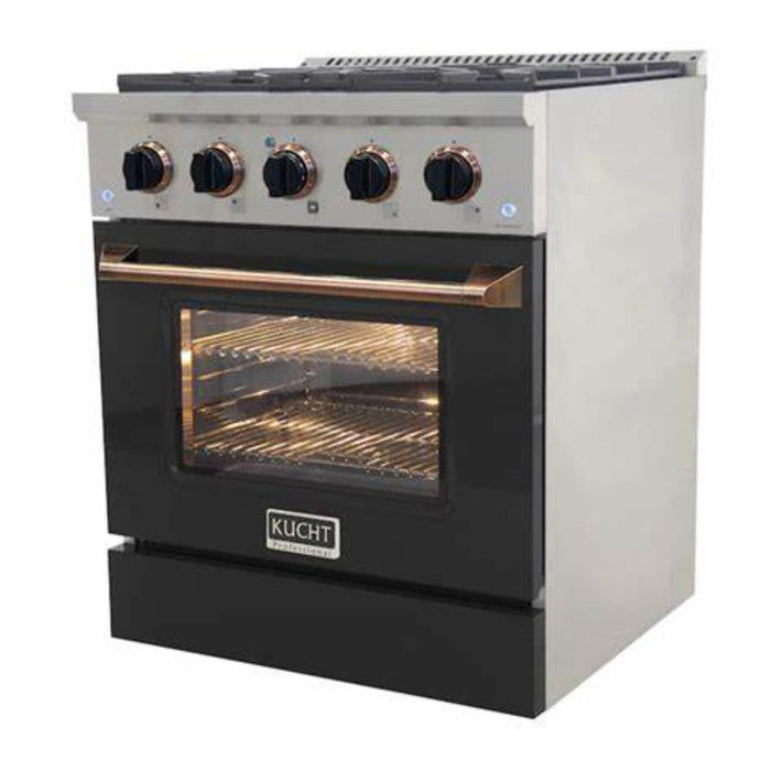 Kucht 302 30” Pro Class Dual Fuel Range in Black with Customized Gold