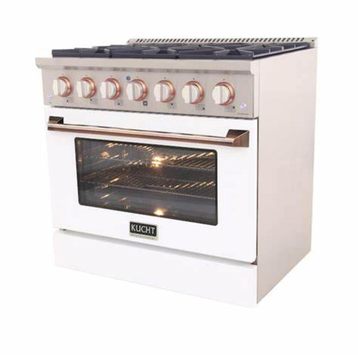 Kucht 362 Lp 36” Pro Class Dual Fuel Range in White Customized Rose