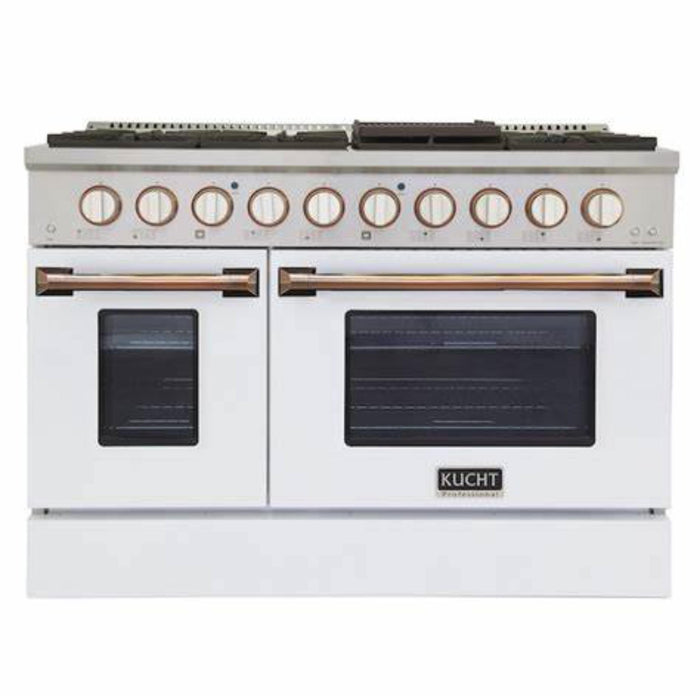 Kucht 481 48" Pro Class Gas Range in White Customized Gold