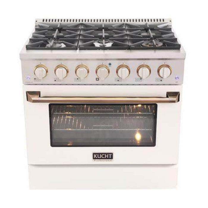 Kucht 302 LP 30” Pro Class Dual Fuel Range in White with Customized Gold