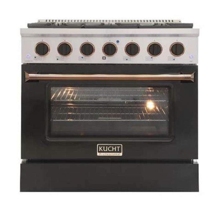 Kucht 361 36" Pro Class Gas Range in Black Customized Gold