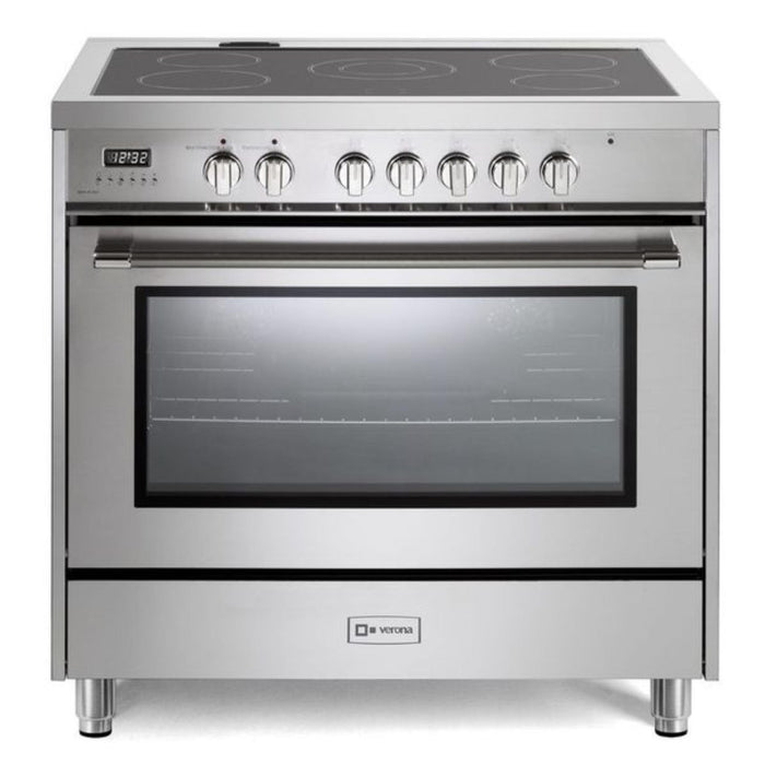 Verona Prima 36-Inch Freestanding Stainless Steel Electric Range With 5 Burners, 5.0 Cu. Ft. European Convection Oven and Sleek Design