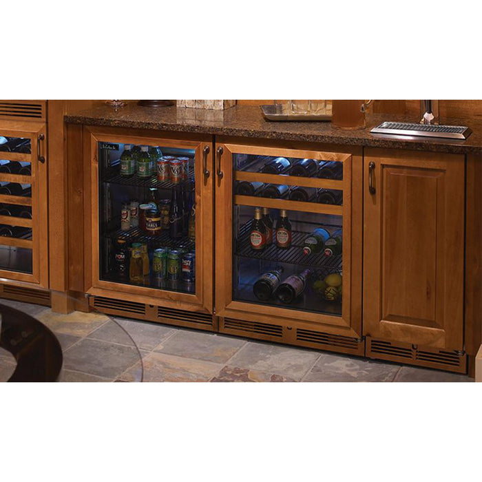 Perlick Signature Series 4.8 cu.ft Indoor Dual-Zone Refrigerator/Wine Reserve with Fully Integrated Panel-Ready Glass Door, Hinge Right, with Lock