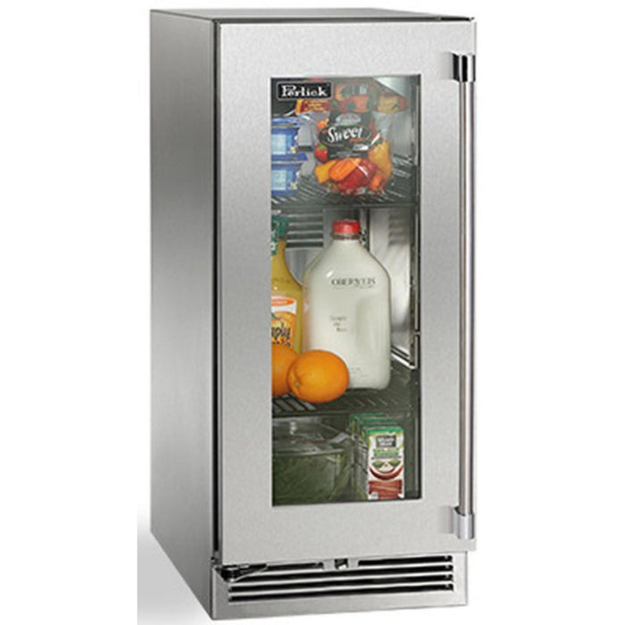 Perlick Signature Series 2.8 cu. ft Indoor Refrigerator, Stainless Steel Glass Door, Hinge Left