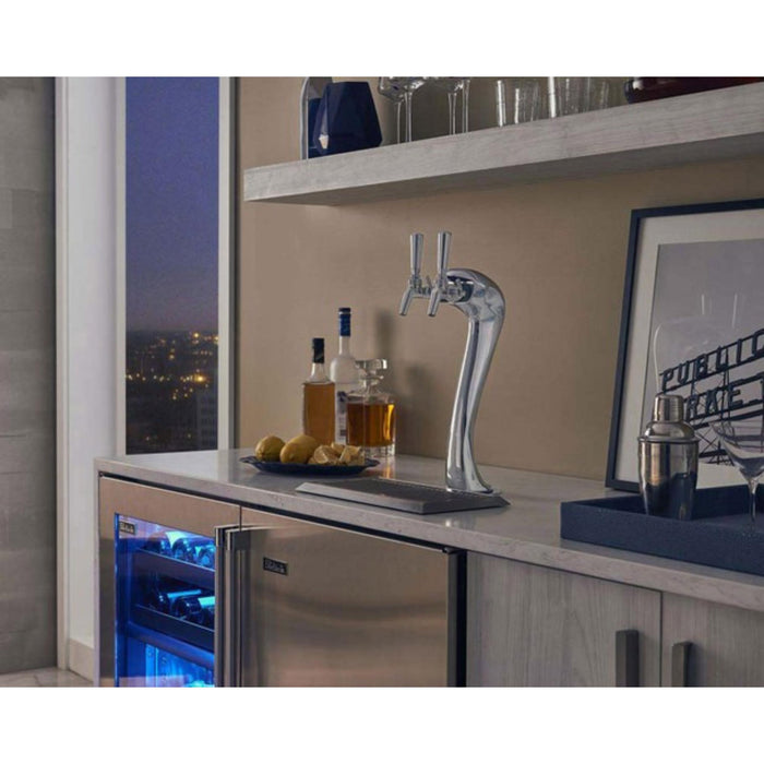 Perlick Signature Series 24" Indoor Dual-Tap Beer Dispenser, Stainless Steel Solid Door