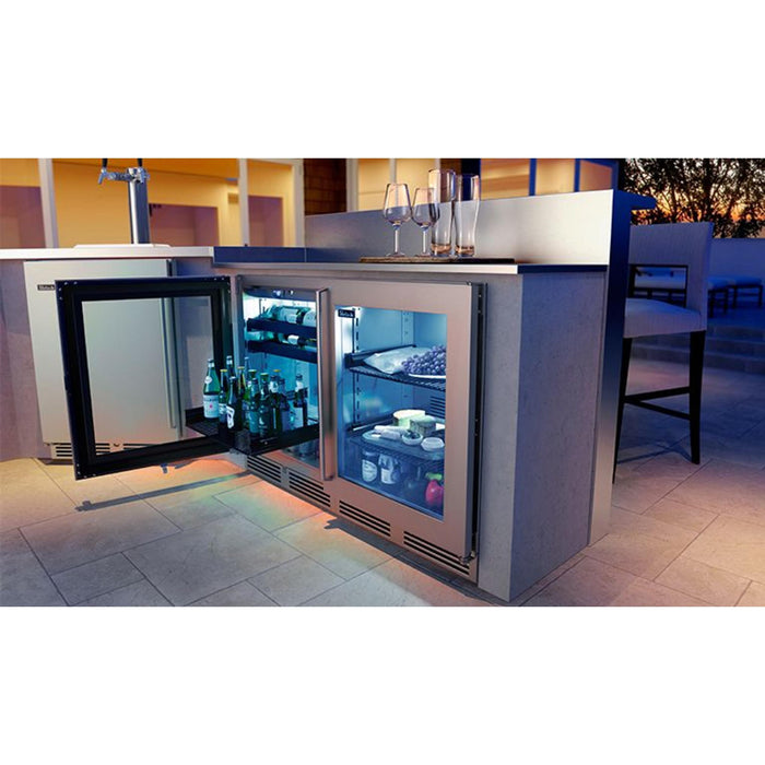 Perlick Signature Series 24" Dual-Zone Refrigerator/Wine Reserve w/ Fully Integrated Panel-Ready Glass Door, Hinge Right, w/ Lock