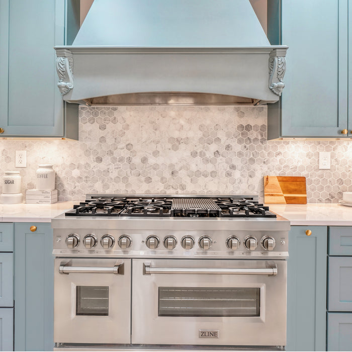 ZLINE 48" Legacy Dual Fuel Range with 7 Burner Gas Cooktop and 2 Electric Ovens in Stainless Steel