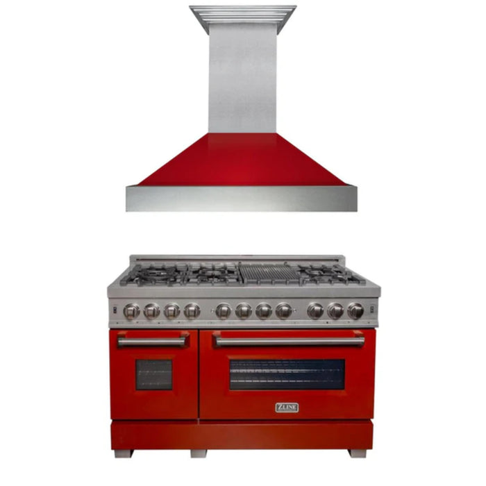 ZLINE 2-Piece Dual Fuel Range and Wall Mount Range Hood Kitchen Packages – 30", 36", and 48" Models