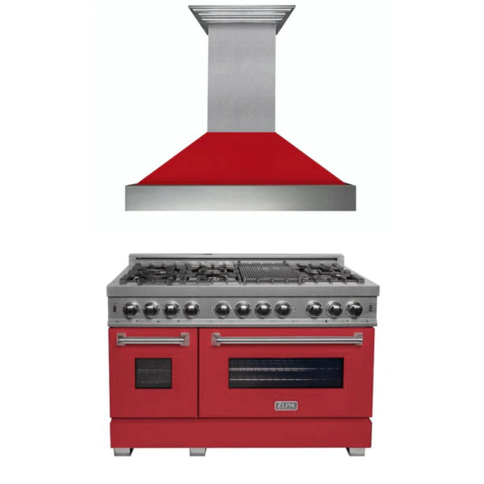 ZLINE 2-Piece Dual Fuel Range and Wall Mount Range Hood Kitchen Packages – 30", 36", and 48" Models