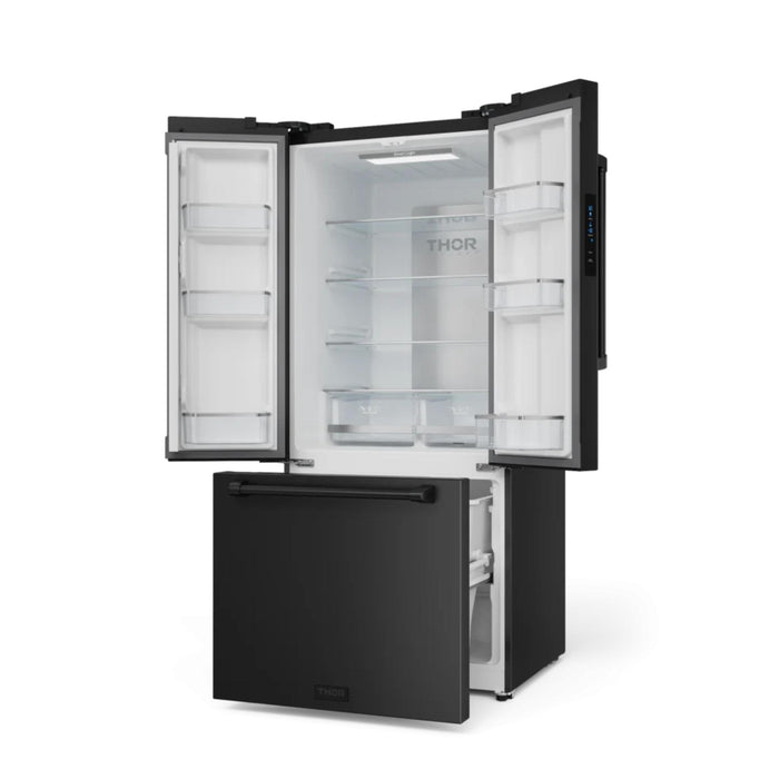 Thor Kitchen RF3017FFD00 30 Inch 17.5 Cu Ft French Door Counter Depth Refrigerator with Ice Maker in Matte Black – Gordon Ramsay Series