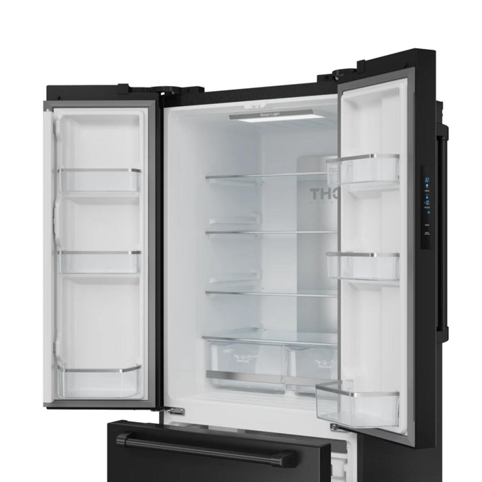 Thor Kitchen RF3017FFD00 30 Inch 17.5 Cu Ft French Door Counter Depth Refrigerator with Ice Maker in Matte Black – Gordon Ramsay Series