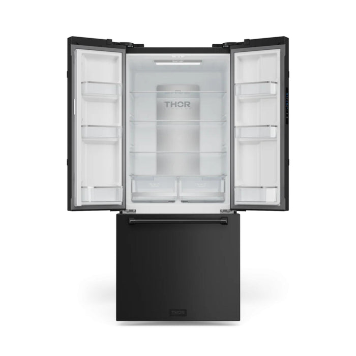 Thor Kitchen RF3017FFD00 30 Inch 17.5 Cu Ft French Door Counter Depth Refrigerator with Ice Maker in Matte Black – Gordon Ramsay Series