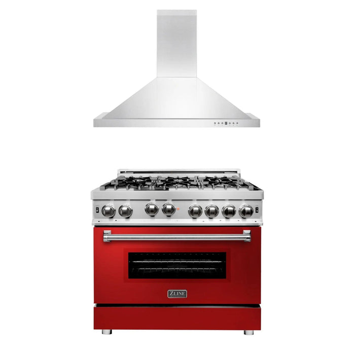 ZLINE 30" & 36" Kitchen Package with Stainless Steel Gas Range and Convertible Vent Range Hood.