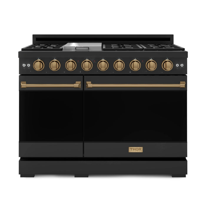 Thor Kitchen RSG48EBLP 48 Inch Professional Liquid Propane Gas Range with 7 Burners and Dual Oven in Matte Black – Gordon Ramsay Series