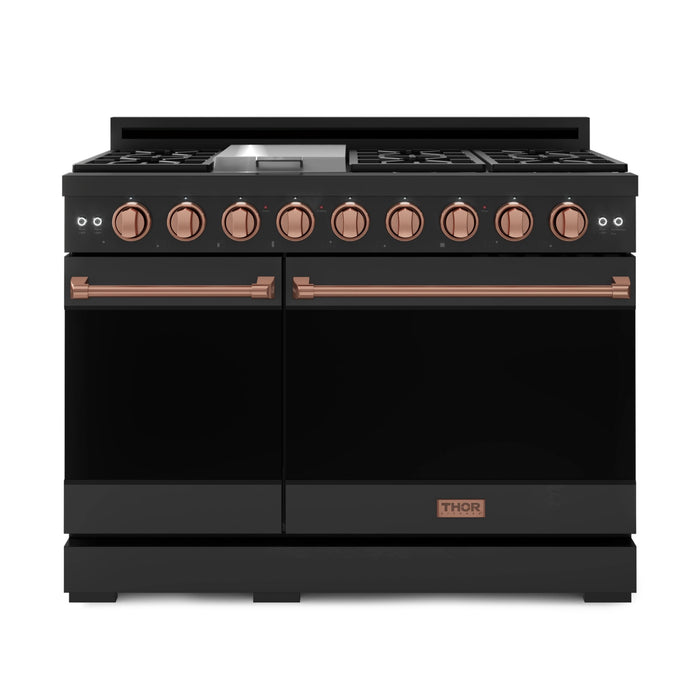 Thor Kitchen RSG48EBLP 48 Inch Professional Liquid Propane Gas Range with 7 Burners and Dual Oven in Matte Black – Gordon Ramsay Series