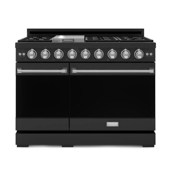 Thor Kitchen RSG48EBLP 48 Inch Professional Liquid Propane Gas Range with 7 Burners and Dual Oven in Matte Black – Gordon Ramsay Series