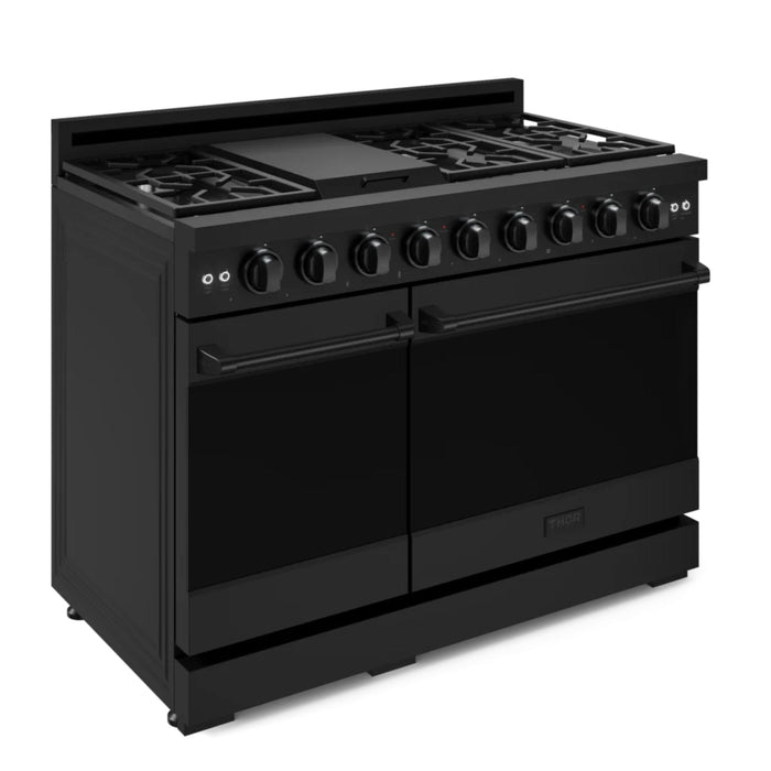 Thor Kitchen RSG48EBLP 48 Inch Professional Liquid Propane Gas Range with 7 Burners and Dual Oven in Matte Black – Gordon Ramsay Series