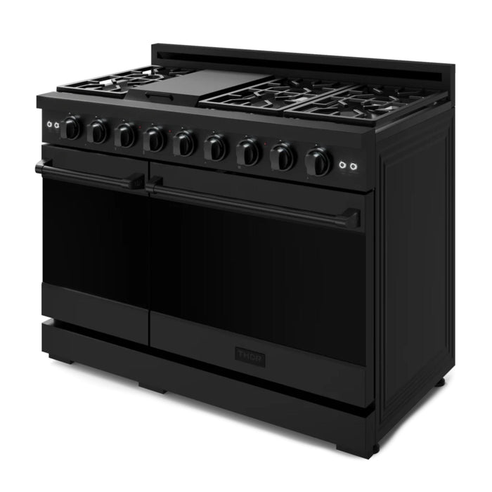 Thor Kitchen RSG48EBLP 48 Inch Professional Liquid Propane Gas Range with 7 Burners and Dual Oven in Matte Black – Gordon Ramsay Series