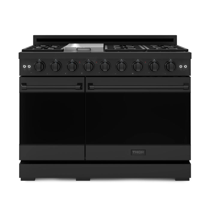 Thor Kitchen RSG48EBLP 48 Inch Professional Liquid Propane Gas Range with 7 Burners and Dual Oven in Matte Black – Gordon Ramsay Series
