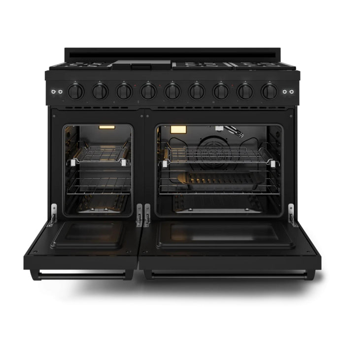 Thor Kitchen RSG48EBLP 48 Inch Professional Liquid Propane Gas Range with 7 Burners and Dual Oven in Matte Black – Gordon Ramsay Series