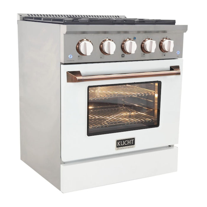 Kucht 302 LP 30” Pro Class Dual Fuel Range in White with Customized Rose